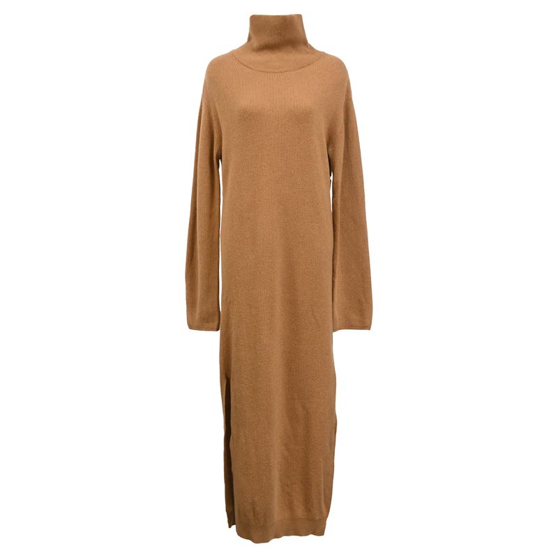Nanushka Turtleneck Midi Length Dress In Brown Wool
